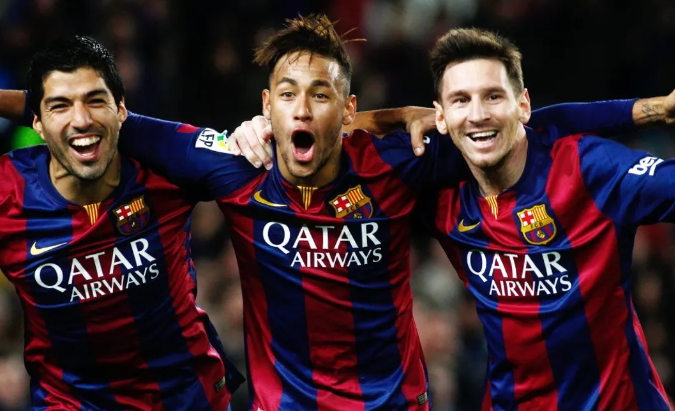 Lionel Messi, Luis Suarez, and Neymar Jr 